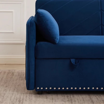 MAYEERTY Sleeper Sofa Bed With USB Port 3 In 1 Adjustable Pull Out Bed 2 Lumbar Pillows Side Pocket Soft Velvet Convertible Living Room Bedroom 11 MAYEERTY Sleeper Sofa Bed With USB Port 3 In 1 Adjustable Pull Out Bed 2 Lumbar Pillows Side Pocket Soft Velvet Convertible Living Room Bedroom - Image 11