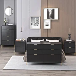 Festivo 4pc Modern Elegance Bedremm Chest And 6 Drawer Dresser And 2 Drawer Nightstands Set