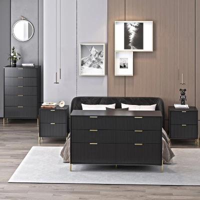 Festivo 4pc Modern Elegance Bedremm Chest And 6 Drawer Dresser And 2 Drawer Nightstands Set 1 Festivo 4pc Modern Elegance Bedremm Chest And 6 Drawer Dresser And 2 Drawer Nightstands Set