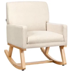 Costway Mid Century Rocking Chair Upholstered Armchair W/ Lumbar Support BeigeGray -Baxton Studio Sale Shop GUEST f890e496 ba61 4da8 a2c0 68695fc1523a
