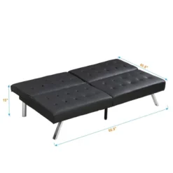 SKRAN Futon Sofa Bed With Wood Frame,stainless Leg For Small Space Living Room, Bedroom Office,Black PVC -Baxton Studio Sale Shop GUEST f8def1a8 a59f 45ce bf0a 3bcaa3c5776c