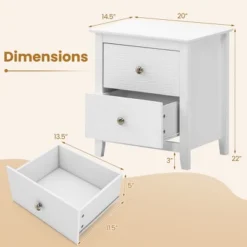 Tangkula Modern Nightstand With Storage 2 Drawers & Support Legs For Bedroom White 16 Tangkula Modern Nightstand With Storage 2 Drawers & Support Legs For Bedroom White -Baxton Studio Sale Shop GUEST f9192ded c53c 4273 b5d9 099985b13f40