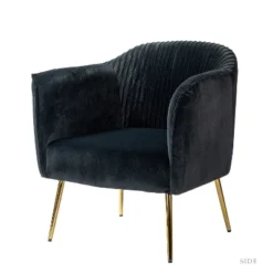 Velvet Barrel Chair With Goden Base Contemporary And Classic Velvet Accent Chair For Living Room | Karat Home -Baxton Studio Sale Shop GUEST f93bc118 6eee 4c76 8d51 77474568d0aa