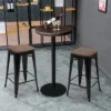 Yaheetech 4PCS Metal Stackable Counter Bar Stools With Wood Seat For Dining Room/Café
