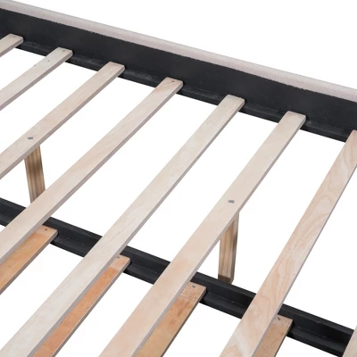 Queen/Full/Twin Size Teddy Fleece Upholstered Platform Bed With Trundle Bed And LED Lights-ModernLuxe 11 Queen/Full/Twin Size Teddy Fleece Upholstered Platform Bed With Trundle Bed And LED Lights-ModernLuxe - Image 11