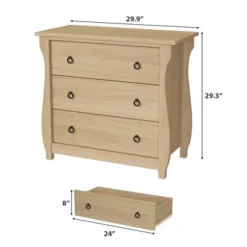Garvee Natural 3 Drawer Dresser, Mid-Century Nightstand 3 Chest Of Drawer With Curved Leg Bedside End Table For Living Room Bedroom Entryway Nursery -Baxton Studio Sale Shop GUEST f9e8b4ba ca69 4074 b4bb fc60e221c796