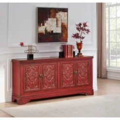 Joseph 4 Door Storage Credenza/Sideboard Burnished Red - Treasure Trove -Baxton Studio Sale Shop GUEST fa865532 5759 480b b301 96e8177a21ce