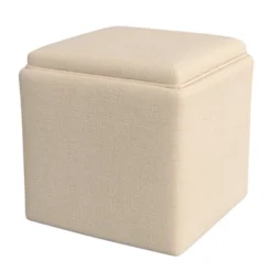 HomePop Storage Ottoman With Tray Top -Baxton Studio Sale Shop GUEST faa68d3f 379d 4637 9910 0ae8e1b5a57c