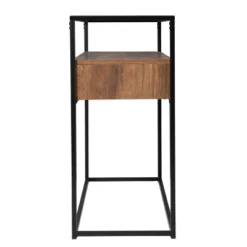 Slehidi Glass Top Console Table With Storage Black/Natural - Aiden Lane -Baxton Studio Sale Shop GUEST faf47436 62cc 4c26 ba88 05b74560712b