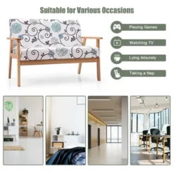 Costway Modern Fabric Loveseat Sofa Couch Upholstered 2-Seat Wood Armchair -Baxton Studio Sale Shop GUEST faf8af2d e2f2 4652 901d 5a6bf699adb7