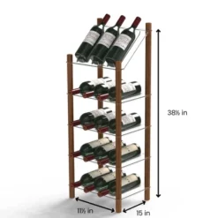 Life Story MyWinebar 15 Bottle Wine Holder Wood Frame Floor Storage Rack Display Stand With Tilted Top Shelf And 4 Flat Display Shelves 7 Life Story MyWinebar 15 Bottle Wine Holder Wood Frame Floor Storage Rack Display Stand With Tilted Top Shelf And 4 Flat Display Shelves -Baxton Studio Sale Shop GUEST fb616da3 0611 447f 93ad 1432553e2e92