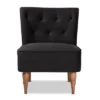 Harmon Velvet Fabric Upholstered And Wood Accent Chair Black/Walnut Brown - Baxton Studio