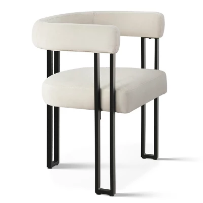 Velvet Dining Chairs Set Of 4, Upholstered Accent Armchairs With Geometric Black Metal Legs For Kitchen Or Dining Room - Maison Boucle 3 Velvet Dining Chairs Set Of 4, Upholstered Accent Armchairs With Geometric Black Metal Legs For Kitchen Or Dining Room - Maison Boucle - Image 3