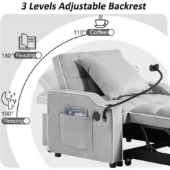 Sofa Bed Chair 3 In 1 Convertible, Recliner, Single Recliner, Suitable For Small Spaces With Adjustable Back 11 Sofa Bed Chair 3 In 1 Convertible, Recliner, Single Recliner, Suitable For Small Spaces With Adjustable Back -Baxton Studio Sale Shop GUEST fbadf6d8 862d 4fa6 b000 0c17ed852157