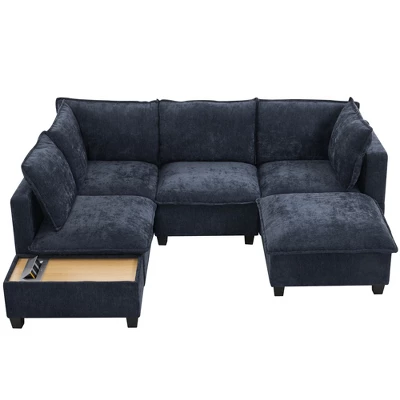 Whisen 90" U-shaped Sectional Sofa Modular Sofa Couch With A Movable Ottoman , A Coffee Table With Hidden Charging Devices 10 Whisen 90" U-shaped Sectional Sofa Modular Sofa Couch With A Movable Ottoman , A Coffee Table With Hidden Charging Devices - Image 10