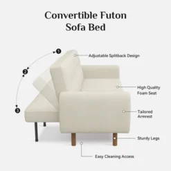 Dyonery Futon Sofa Bed, Convertible Extra Large Size Sleeper Sofa With Adjustable Backrest, Mid Century Modern Loveseat Couch 11 Dyonery Futon Sofa Bed, Convertible Extra Large Size Sleeper Sofa With Adjustable Backrest, Mid Century Modern Loveseat Couch -Baxton Studio Sale Shop GUEST fbe06856 7513 40f9 b412 c0b8955e928a