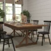 Merrick Lane 8' X 40" Rectangular Antique Rustic Solid Pine Foldable Dining Table With Crisscross Legs