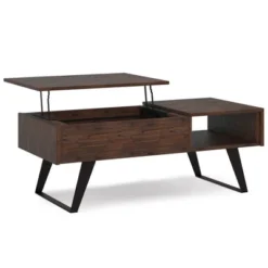 Mitchell Lift Top Coffee Table Distressed Charcoal Brown - WyndenHall: Handcrafted, Industrial Style, Hidden Storage