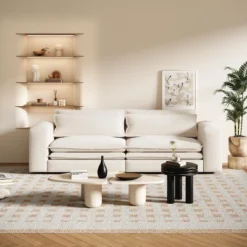 TiramisuBest 93" King Size 3-in-1 Convertible Sleeper Sofa Bed With Chaise Lounge And 2 Lumbar Pillows,Beige -Baxton Studio Sale Shop GUEST fc247ca2 b4cc 4b8e a0af 76ee6cf712f7