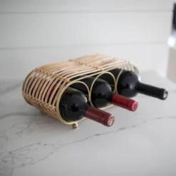Wrapped Brass Metal & Rattan Wine Bottle Holder - Foreside Home & Garden 12 Wrapped Brass Metal & Rattan Wine Bottle Holder - Foreside Home & Garden -Baxton Studio Sale Shop GUEST fc8bc5e7 9fb7 4476 bb9e 496bcce06cda