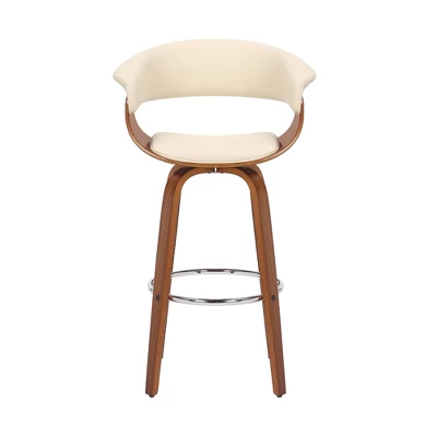 30" Julyssa Swivel Faux Leather Wood Counter Height Barstool Cream - Armen Living 1 30" Julyssa Swivel Faux Leather Wood Counter Height Barstool Cream - Armen Living