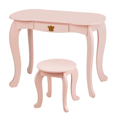Costway Kids Makeup Dressing Table Chair Set Princess Vanity & Tri-folding Mirror 9 Costway Kids Makeup Dressing Table Chair Set Princess Vanity & Tri-folding Mirror - Image 9