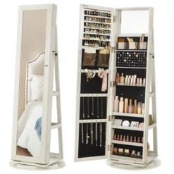 Songmics Mirror Jewelry Cabinet Organizer 360° Rotating Jewelry Armoire Storage Box -Baxton Studio Sale Shop GUEST fcffc856 9345 4e8a 91ca 354ff75cb7bd