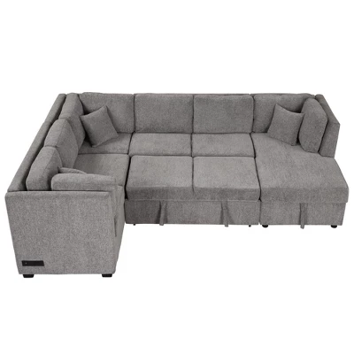 NicBex Modern 108.6" Pull Out Sofa Bed Chenille Convertible Sleeper Sofa With USB Ports And Storage Chaise For Living Room 6 NicBex Modern 108.6" Pull Out Sofa Bed Chenille Convertible Sleeper Sofa With USB Ports And Storage Chaise For Living Room - Image 6