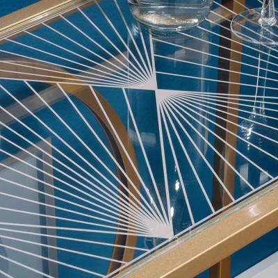 International Luxury Bar Cart Satin Gold/Clear Glass Finish - Sauder 2 International Luxury Bar Cart Satin Gold/Clear Glass Finish - Sauder - Image 2