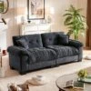 91.5"Chenille Deep Seat Sofa Couch With 2 Throw Pillows-Morden Fort