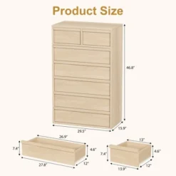 Whizmax Tall 7 Drawer Dresser, Modern 7 Chest Of Drawers With Storage Freestanding, Wooden Dresser Organizer For Bedroom, Living Room, Natural Oak 9 Whizmax Tall 7 Drawer Dresser, Modern 7 Chest Of Drawers With Storage Freestanding, Wooden Dresser Organizer For Bedroom, Living Room, Natural Oak -Baxton Studio Sale Shop GUEST fda48910 a01d 4cf4 b078 fb9511a766b1