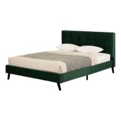 Queen Flam Upholstered Complete Platform Bed Dark Green - South Shore 21 Queen Flam Upholstered Complete Platform Bed Dark Green - South Shore -Baxton Studio Sale Shop GUEST fdc47fd4 cc82 4fe7 a553 4ded6364436e