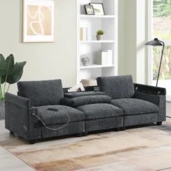 NicBex Sectional Sofa Modern Comfy Cloud Couch Set With Bluetooth Speaker, Drop Down Table, Cup Holders, USB Charger, Storage Armrest -Baxton Studio Sale Shop GUEST fdcdabd9 ff8f 4d93 8ba9 f7ff6ede06ed