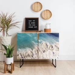 Bree Madden Breaking Shore Credenza Blue/Black - Deny Designs
