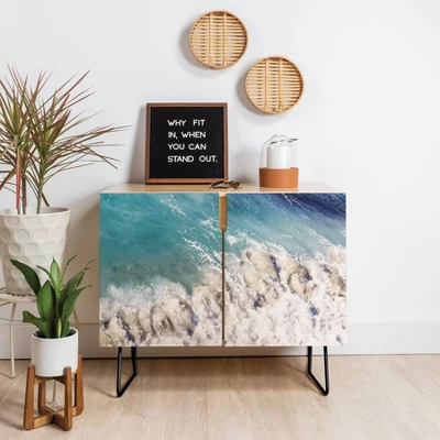 Bree Madden Breaking Shore Credenza Blue/Black - Deny Designs 1 Bree Madden Breaking Shore Credenza Blue/Black - Deny Designs