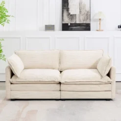 Hyleory 78'' Upholstered Corduroy Reception Loveseat -Baxton Studio Sale Shop GUEST fe51c1bb 774c 45fd 9ccf 656f0329859b