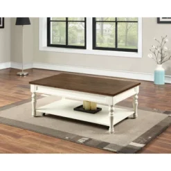 Steve Silver Co. Joanna Coffee Table Ivory/Mocha : Farmhouse Style, Rubberwood Frame, MDF Veneer Top