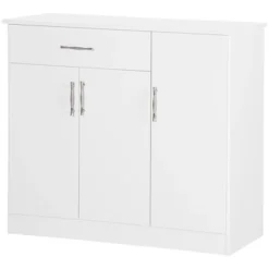 HOMCOM Modern Kitchen Sideboard, Buffet Table With Drawer, Double Door Cabinet And Adjustable Shelves For Living Room, Kitchen, Entryway, White -Baxton Studio Sale Shop GUEST fe91904a c97a 46e2 8bad 864579810c98