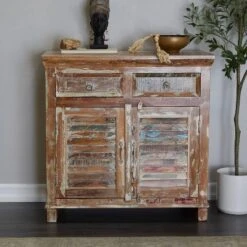 Rustic Wood Cabinet Walnut Brown - Olivia & May