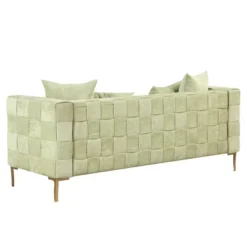 80.5" Modern Upholstered Sofa With Golden Metal Legs And 4 Pillows-ModernLuxe -Baxton Studio Sale Shop GUEST fea63f61 1425 435e 8d59 93007bf31a5e