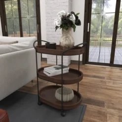 Wood 3 Tier Oval Tray Cart Brown - Olivia & May 20 Wood 3 Tier Oval Tray Cart Brown - Olivia & May -Baxton Studio Sale Shop GUEST febd1b82 8505 4506 8dfd b7d003db0606