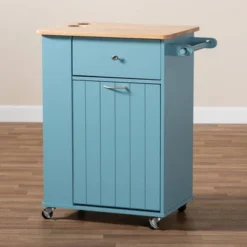 Liona Sky Wood Kitchen Storage Cart Blue/Natural - Baxton Studio -Baxton Studio Sale Shop GUEST fec97e39 44a6 4b75 a05f 40c6190e3e0d