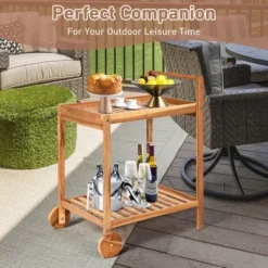 Costway 2-Tier Acacia Rolling Kitchen Trolley Cart Dining Serving Cart Outdoor W/ Wheels -Baxton Studio Sale Shop GUEST fee9273a 4590 4dcb af79 ef12e8d28592
