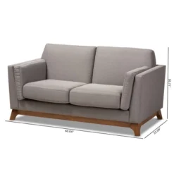 Baxton Studio Sava Fabric Upholstered Walnut Wood 2 Seater Loveseat Gray - BaxtonStudio -Baxton Studio Sale Shop GUEST ff870430 ad74 4b2c a692 32807db9ba69