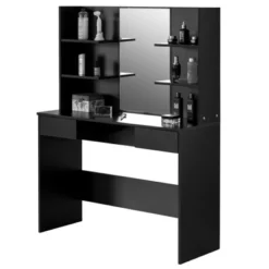 Basicwise Modern Wooden Dressing Table With Drawer, Mirror And Shelves For The Dining Room, Entryway And Bedroom -Baxton Studio Sale Shop GUEST ff8a0ceb 1657 499c b148 2e471b7c9308