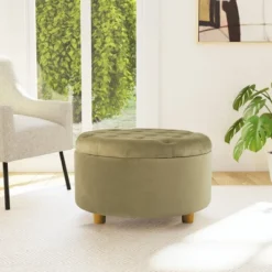 Tufted Round Storage Ottoman Velvet - HomePop -Baxton Studio Sale Shop GUEST ffa1c8b6 981e 46d4 8c94 f3495178b724
