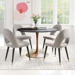 47.2" Lynnette Round Marble Dining Table Black - ZM Home -Baxton Studio Sale Shop GUEST ffe47f8d e1ca 440c b356 140c8c3a119d